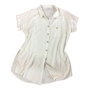NAÏF Cream Rayon/Linen Tunic Button Front Tunic Blouse Size XL